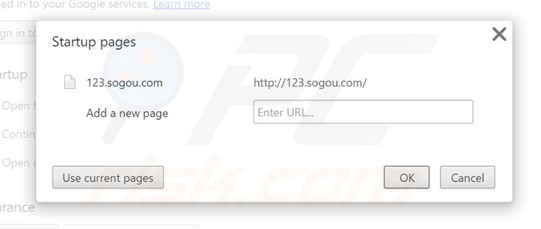 Suppression de la page d'accueil de 123.sogou.com dans Google Chrome 