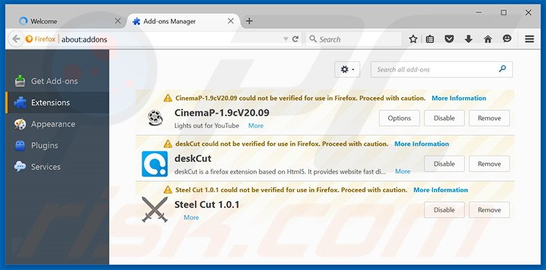 Suppression des extensions reliées à 123.sogou.com dans Mozilla Firefox