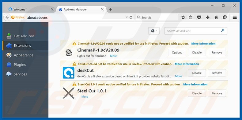 Suppression des extensions reliées à 123.sogou.com dans Mozilla Firefox