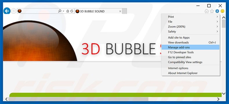 Suppression des publicités 3D BUBBLE SOUND dans Internet Explorer étape 1