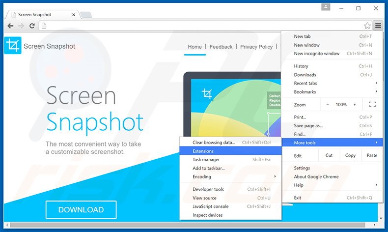 Suppression des publicités Advanced ScreenSnapshot dans Google Chrome étape 1