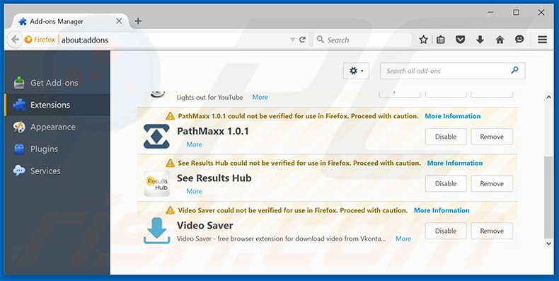 Suppression des extensions reliées à bogots.com dans Mozilla Firefox 