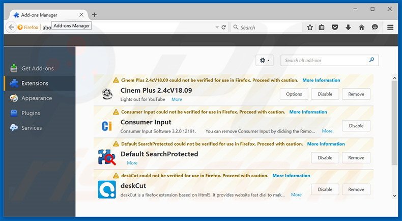 Suppression des publicités Browsing Secure dans Mozilla Firefox étape 2