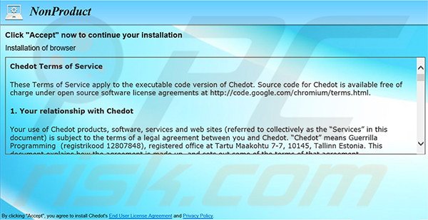 Installateur décevant de logiciels gratuits utilisé pour distribuer Chedot Browser Browser