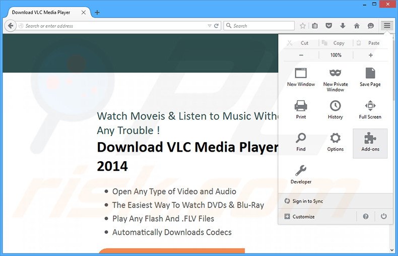 Suppression des publicités Cinemax Plus dans Mozilla Firefox étape 1