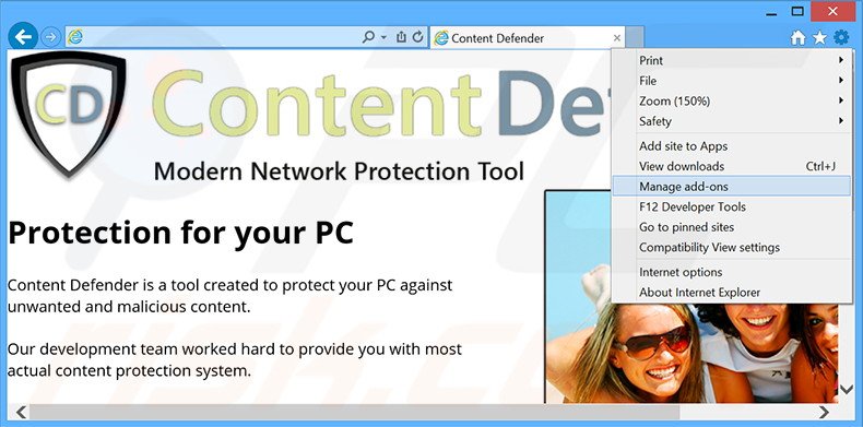 Suppression des publicités Content Defender dans Internet Explorer étape 1