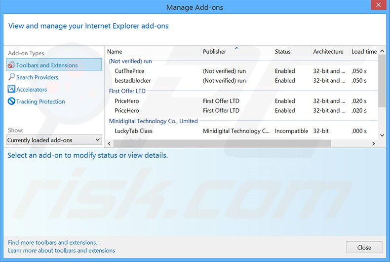 Suppression des publicités Content Defender dans Internet Explorer étape 2