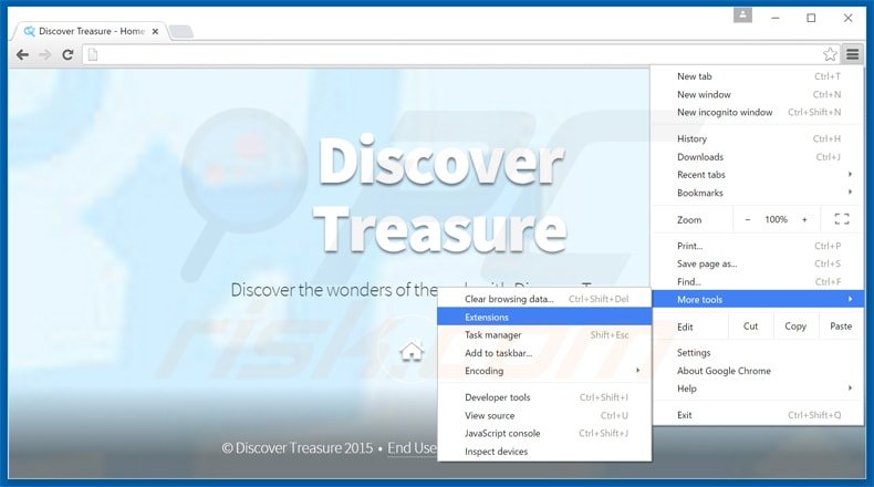 Suppression du logiciel de publicité  discover treasure dans Google Chrome étape 1