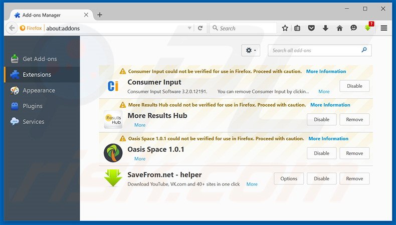 Suppression du logiciel de publicité discover treasure dans Mozilla Firefox étape 2