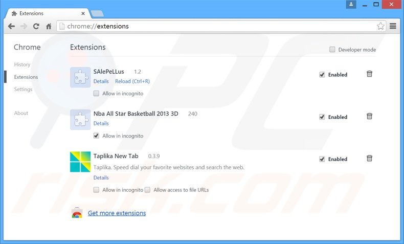 Suppression des extensions reliées à dnsioweb.net dans Google Chrome 