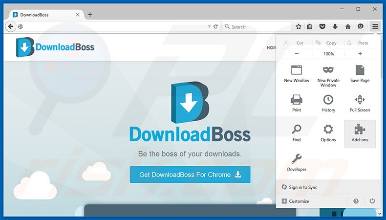 Suppression des publicités DownloadBoss dans Mozilla Firefox étape 1