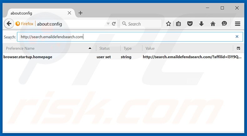 Suppression du moteur de recherche par défaut de search.emaildefendsearch.com dans Mozilla Firefox 