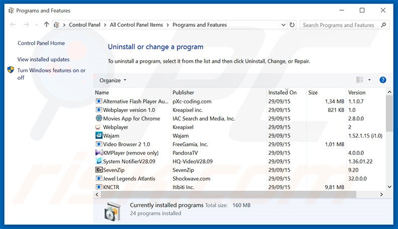 Désinstallation du pirate de navigateur search.emaildefendsearch.com via le Panneau de Configuration
