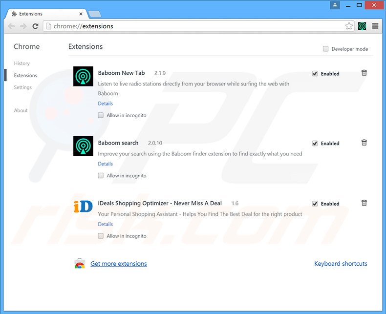 Suppression des publicités FunFeedr dans Google Chrome étape 2
