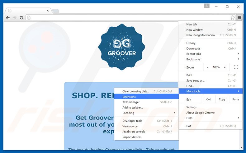 Suppression des publicités Groover dans Google Chrome étape 1