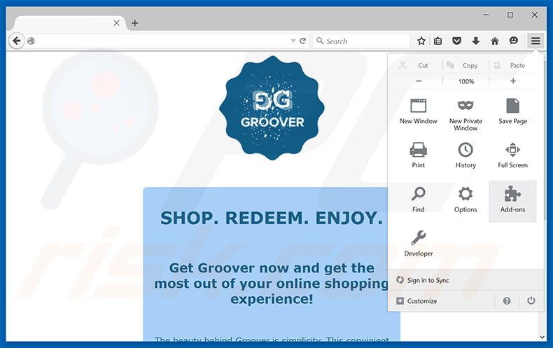 Suppression des publicités Groover dans Mozilla Firefox étape 1