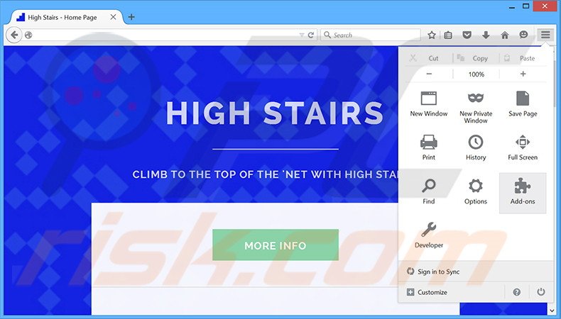 Suppression des publicités High Stairs dans Mozilla Firefox étape 1