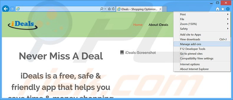 Suppression des publicités iDeals dans Internet Explorer étape 1