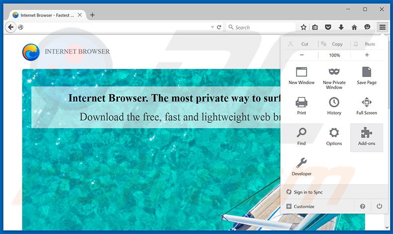 Suppression des publicités Internet Browser dans Mozilla Firefox étape 1