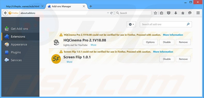 Suppression des publicités Istreamer dans Mozilla Firefox étape 2