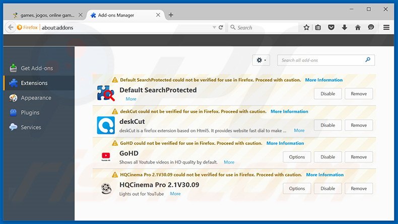 Suppression des publicités Jogotempo dans Mozilla Firefox étape 2