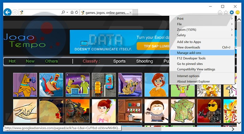 Suppression des publicités Jogotempo dans Internet Explorer étape 1