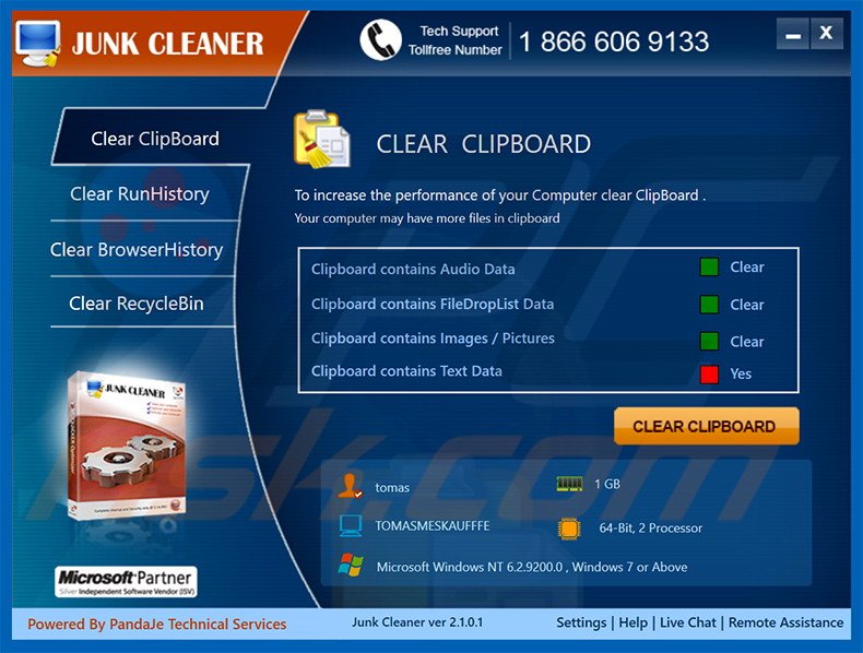 Application décevante de type logiciel de publicité Junk Cleaner