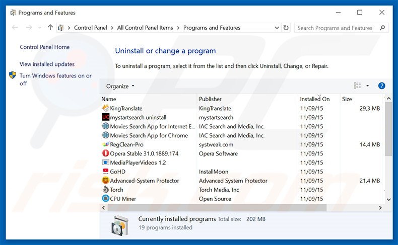 Désinstallation du logiciel de publicité KeyStream via le Panneau de Configuration