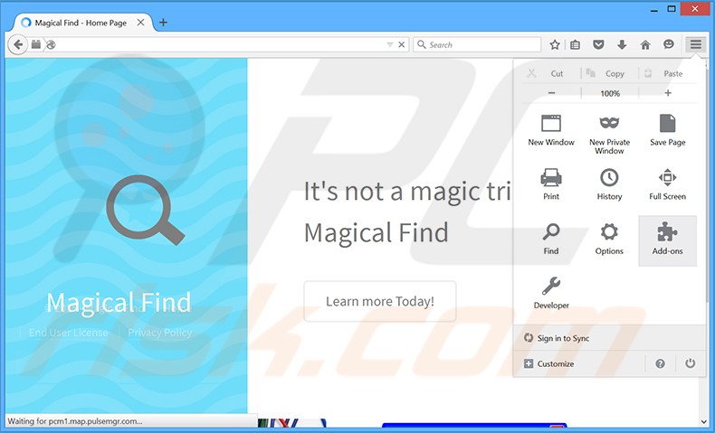 Suppression des publicités Magical Find dans Mozilla Firefox étape 1