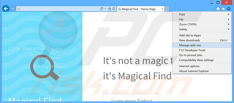 Suppression des publicités Magical Find dans Internet Explorer étape 1