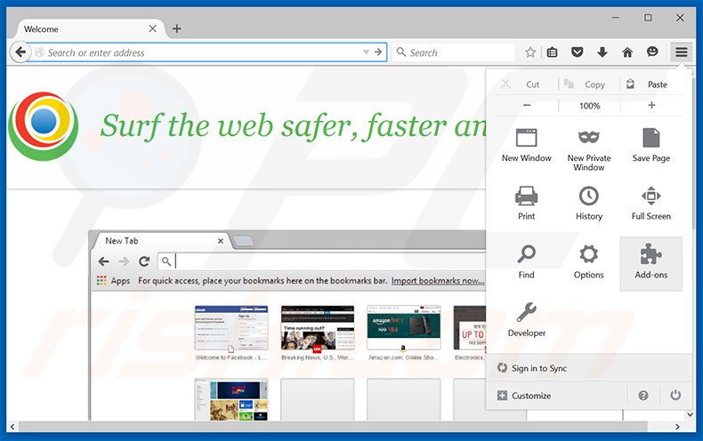 Suppression des publicités MyBrowser dans Mozilla Firefox étape 1