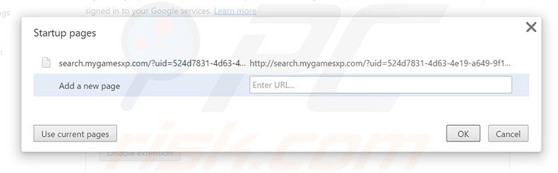 Suppression de la page d'accueil de search.mygamesxp.com dans Google Chrome 
