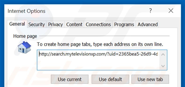 Suppression de la page d'accueil de search.mytelevisionxp.com dans Internet Explorer 