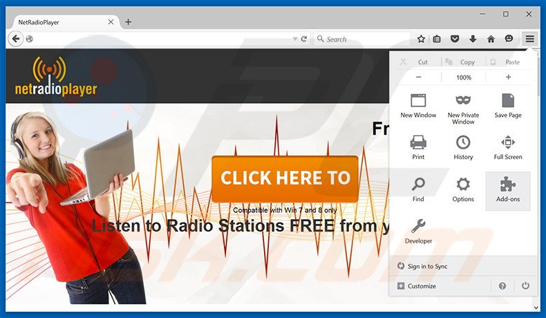 Suppression des publicités NetRadio dans Mozilla Firefox étape 1