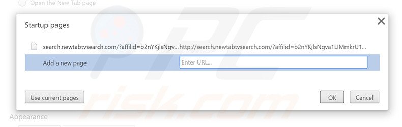 Suppression de la page d'accueil de search.newtabtvsearch.com dans Google Chrome 