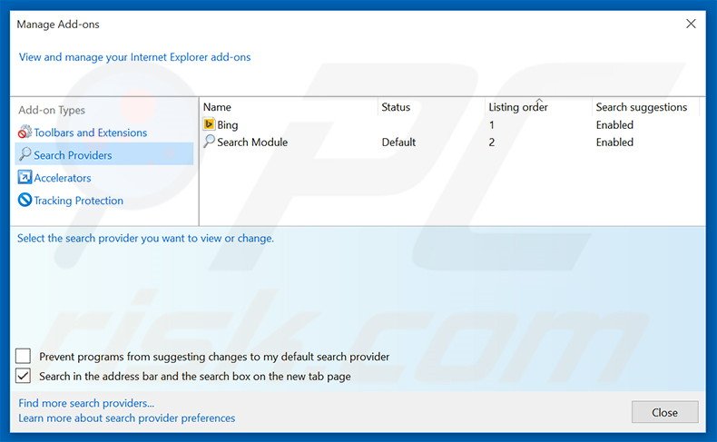 Suppression du moteur de recherche par défaut de search.newtabtvsearch.com dans Internet Explorer 