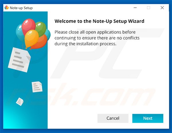 Configuration officielle de l'installation du logiciel de publicité Note-up 