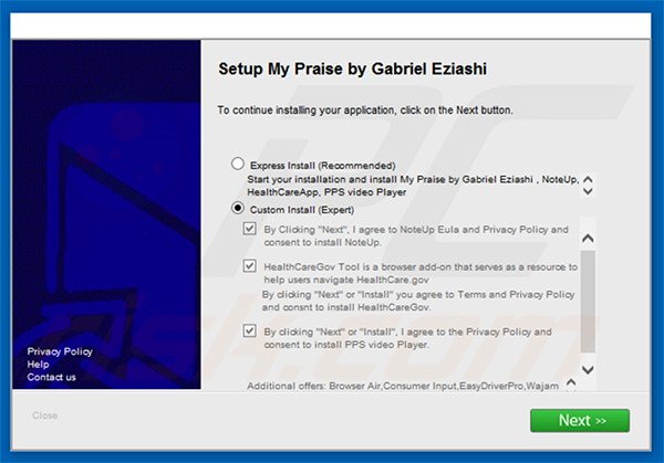 Installateur décevant de logiciels gratuits distribuant le logiciel de publicité Note-up 