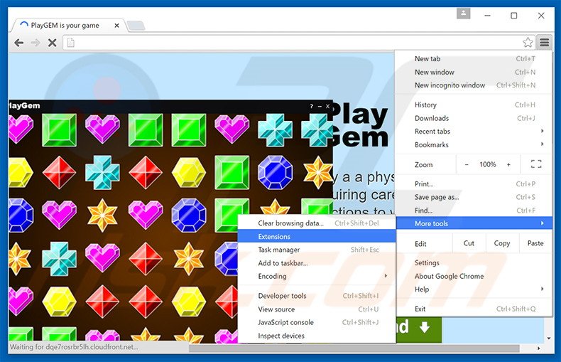 Suppression des publicités PlayGEM dans Google Chrome étape 1