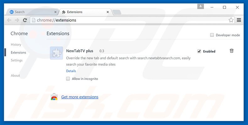 Suppression des extensions reliées à search.bitcro.com dans Google Chrome 