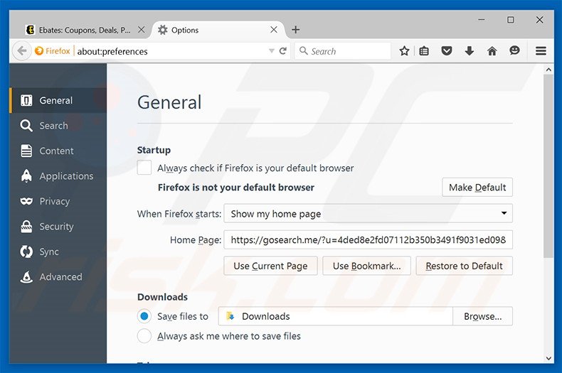 Suppression de la page d'accueil de search.bitcro.com dans Mozilla Firefox 