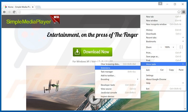 Suppression des publicités Simple Media Player dans Google Chrome étape 1