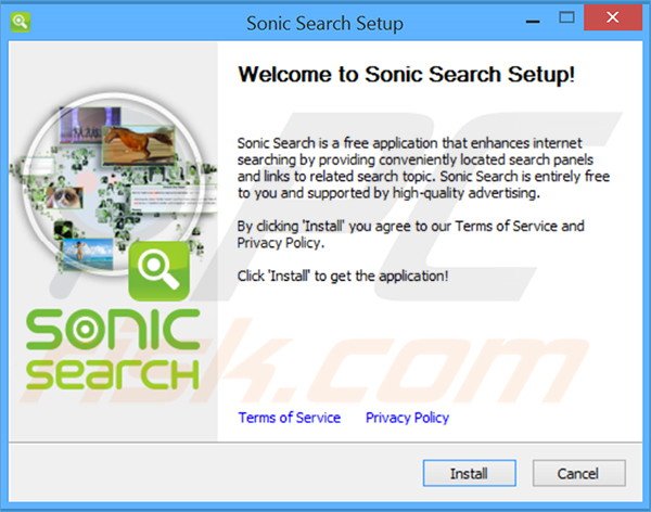 Configuration de l'installation officielle du logiciel de publicité Sonic Search 