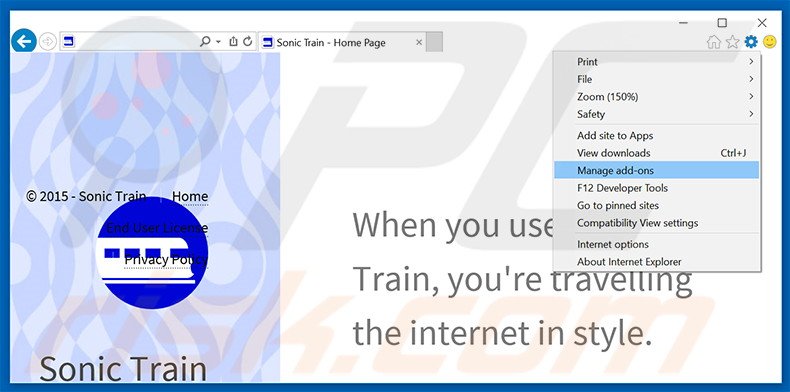 Suppression des publicités Sonic Train dans Internet Explorer étape 1