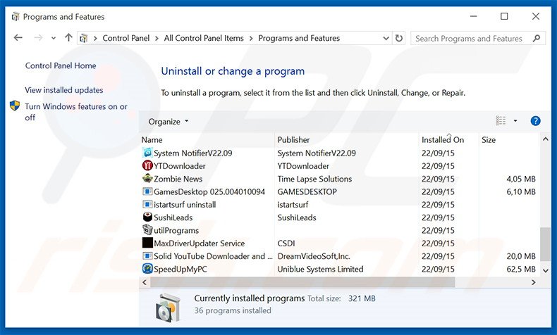 Désinstallation du logiciel de publicité Sonic Train via le Panneau de Configuration