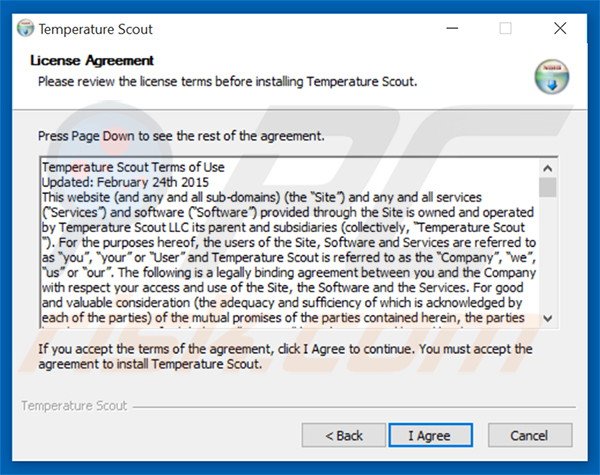 Configuration de l'installateur officiel du logiciel de publicité Temperature Scout 