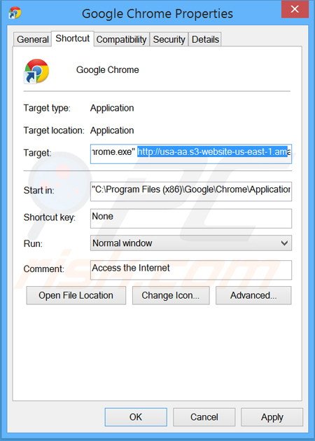 Suppression du raccourci cible de www-search.info dans Google Chrome étape 2