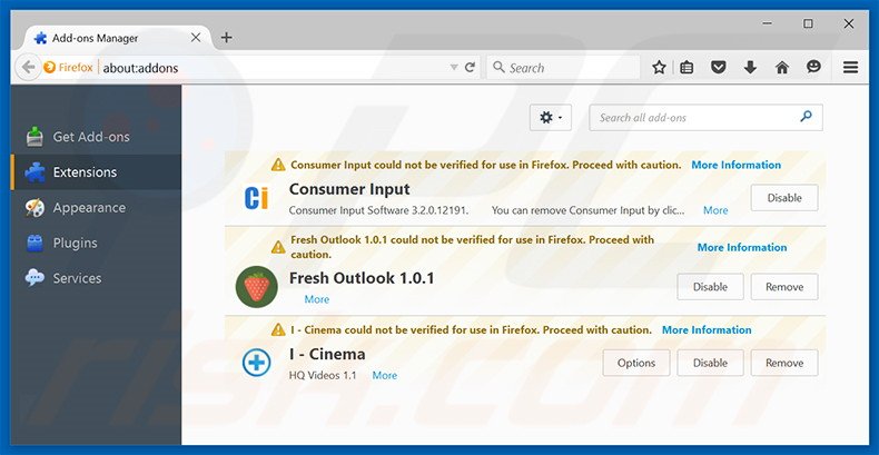 Suppression des publicités YellowSend dans Mozilla Firefox étape 2