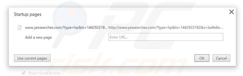 Suppression de la page d'accueil de yessearches.com dans Google Chrome 