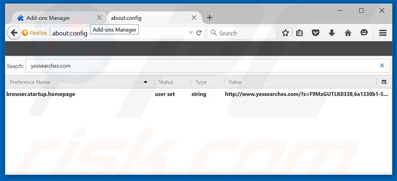 Suppression du moteur de recherche par défaut de yessearches.com dans Mozilla Firefox 